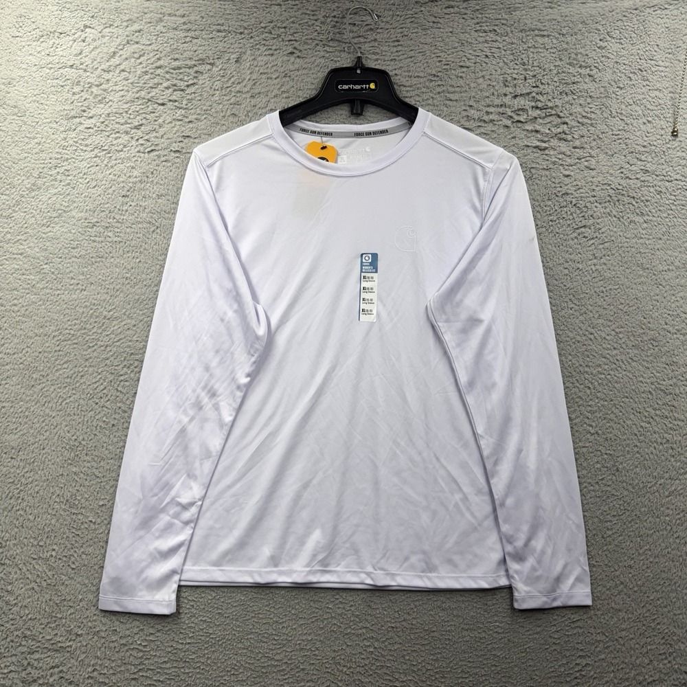 Carhartt Force Sun Defender T-Shirt Womens White Solid Long Sleeve Relaxed
